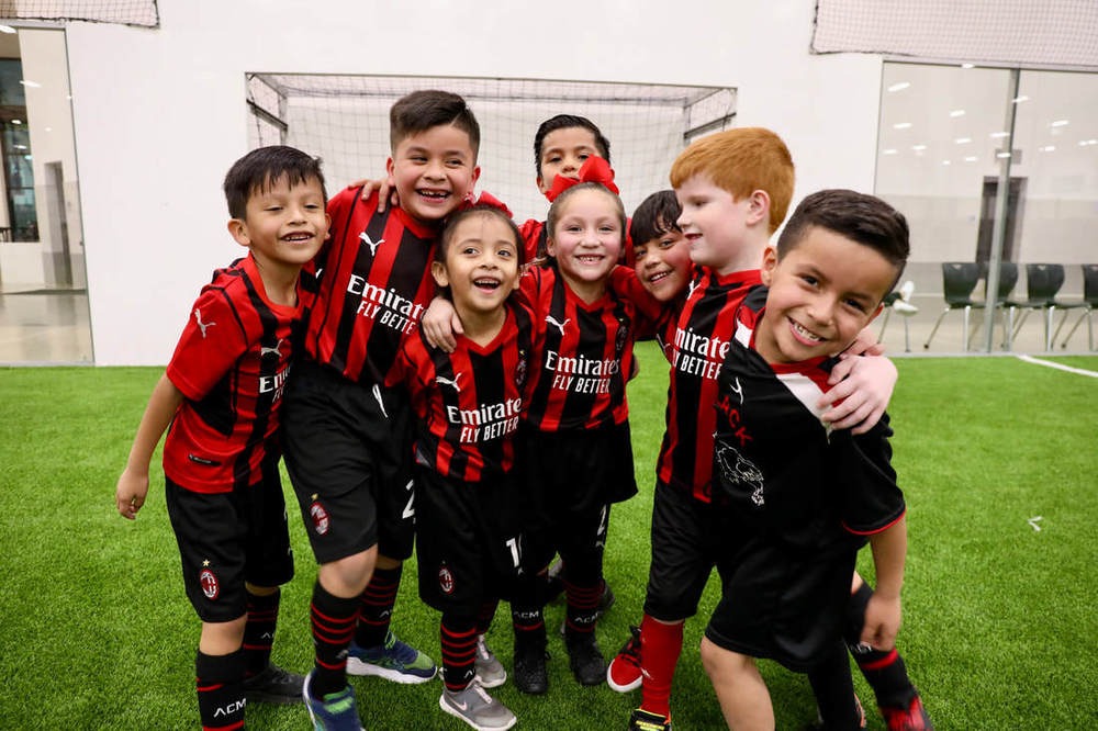 Multi-racial group of young soccer players at ExCEL
