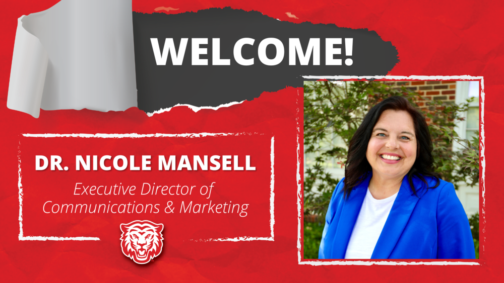 Welcome Dr. Nicole Mansell Executive Director of Communications and Marketing - Woman in blue blazer